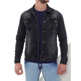 Jaqueta Vintage Masculina Jeans Preto com Rasgo - GG