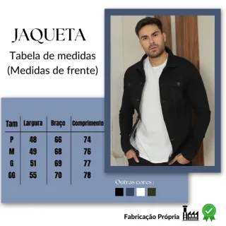 Manga Longa Jaqueta Jeans Masculina Tradicional Botões - Preto