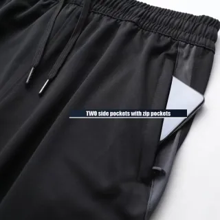 Leggings Masculinas de Corrida com Bolsos Zíper - Calças Esportivas para Treino de Futebol - Preto azul A3