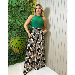 Pantalona Feminina Lastex Jhulia - Calça com Cintura - Zebra Off White