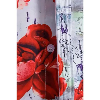 Camisa Manga Curta Vermelha e Branca Floral Solta - Tendência Boho Retro - C229