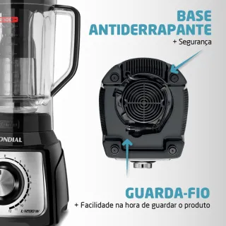 Liquidificador Inox Turbo Mondial L-1200 Preto - 220V
