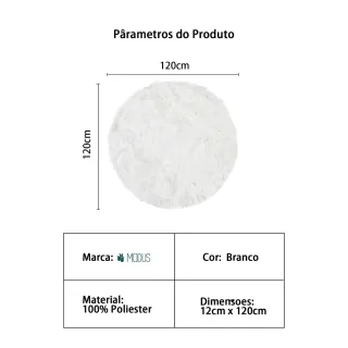 Tapete Felpudo Grande Redondo Branco - Vários tamanhos 1,2M, 0,8M e 0,6M - 60x60