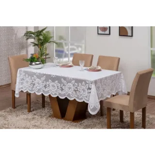 Toalha Renda Ceia de Natal e Ano Novo - 6 Lugares - Vermelho