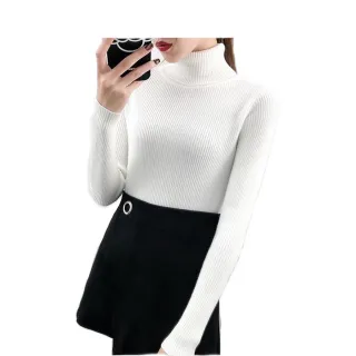 Blusa Feminina Tricot Manga Longa Gola Alta - R: 965 - Azul Petroleo