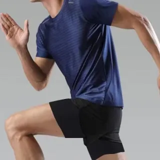 Calças Esportivas de Dupla Camada de Secagem Rápida para Treinamento Fitness - Marathon Sports Shorts - Preto