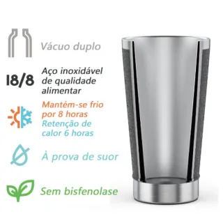 Caneca Inox Beer Cup com Tampa e Abridor - Copo Térmico de 473ml para Cerveja e Café - Amarelo