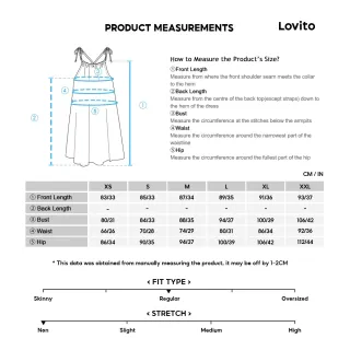 Vestido Lovito Casual com Forro Dividido LBE01095 para Mulheres (Preto) - Preto