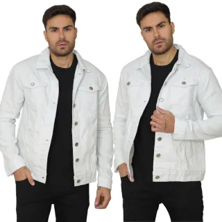 Versátil Casual Coloridas Fit Masculina Sarja Jeans Jaqueta - Média Destroyed