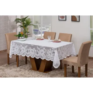 Toalha Renda Ceia de Natal e Ano Novo - 6 Lugares - Vermelho