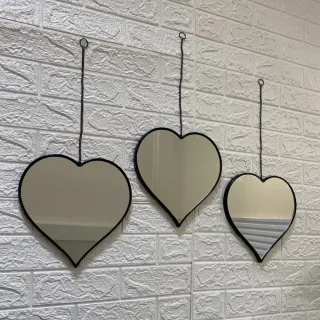 Conjunto de 3 Espelhos Decorativos em Formato Coração, Curva ou Gota - Curva Dourado