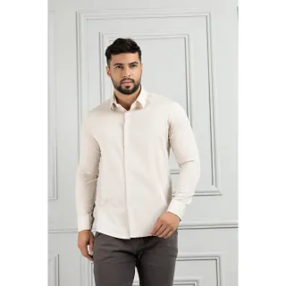 Masculina Lisa Camisa Social - Azul Céu