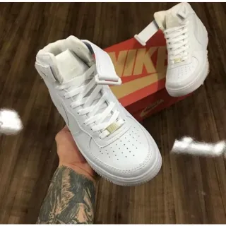 MEGA OFERTA: Bota Tênis Nike Air Force LV8 branco preto - Cano Alto Feminino Masculino - BRANCO/BRANCO