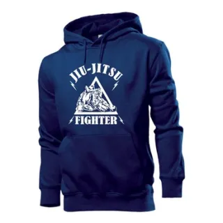 Casaco Moletom Treino Canguru Jiu Jitsu Fighter - Azul-marinho