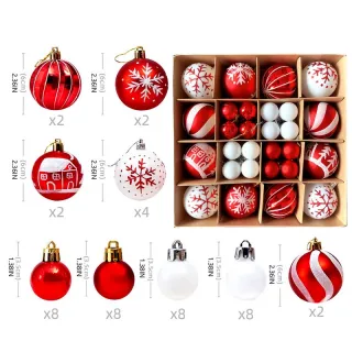 Conjunto de Ornamentos para Festa em Casa - 42pcs Bolas Grandes de Natal Multicor - E2#24PCS 6CM