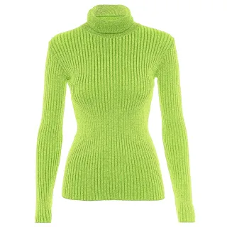 Blusa Feminina Tricot Manga Longa Gola Alta - R: 965 - Azul Petroleo