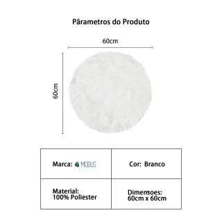Tapete Felpudo Grande Redondo Branco - Vários tamanhos 1,2M, 0,8M e 0,6M - 60x60