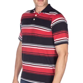 Listrada Vermelho Camisa Polo Masculina - P