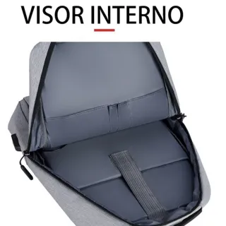 Mochila Marisa Masculina Moda Notebook 18L USB Fone de ouvido - Cinza