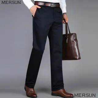 Calças Slim-Fit Negócios Verão - Pai de Temperamento Mostrando, Fato Fino High-End - Azul marinho azul escuro