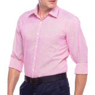 Detalhada Camisa Masculina Social Rosa - 2