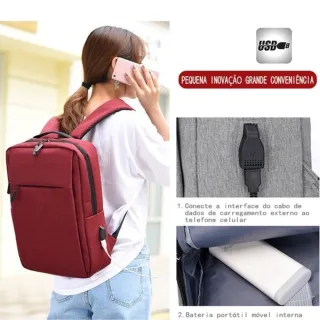 Mochila Marisa Masculina Moda Notebook 18L USB Fone de ouvido - Cinza