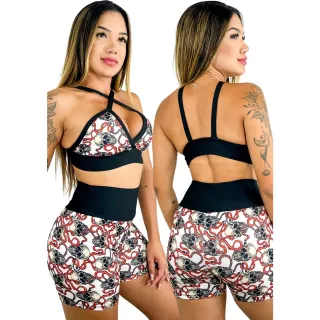 Estampas Conjunto Fitness Top e Short de Academia Cós Alto - 163-CST