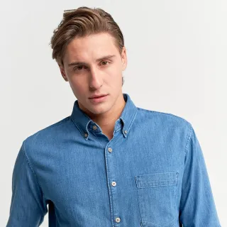 Lisa Azul Camisa Masculina Jeans - P
