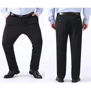 Mostrando Calça Reta de Alta Qualidade Masculina para Pai Gordo, Tamanho Extra Grande - Azul Marinho