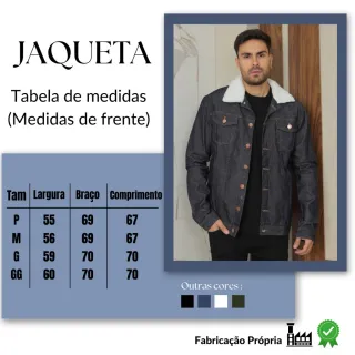 Manga Longa Jaqueta Jeans Masculina Tradicional Botões - Preto