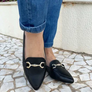 Confortável Sapatilha Rasterinha Mule Mocassim Feminina - Preta Nó