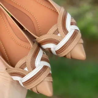 Atacado Sapatilha Feminina Rasteira Bico Fino - Promoção - Nude