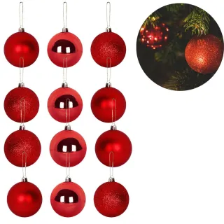 Bolinha Vermelho para Árvore de Natal - Kit com 12 unidades - Único