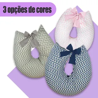 Travesseiro Amamentação Bebê Almofada Menina Menino - CHEVRON ROSA