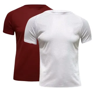 Academia Masculina Camiseta Dry Fit Kit 2 - Vinho e Branco