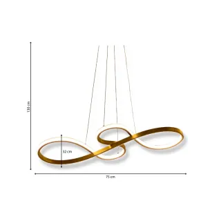 Exclusivo Lustre Pendente Dourado de Led Moderno 40w - Único