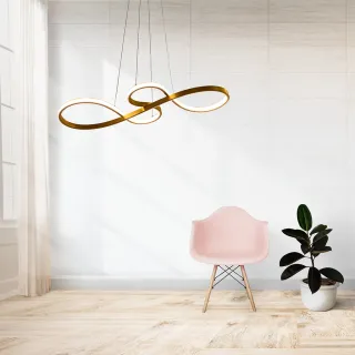 Exclusivo Lustre Pendente Dourado de Led Moderno 40w - Único