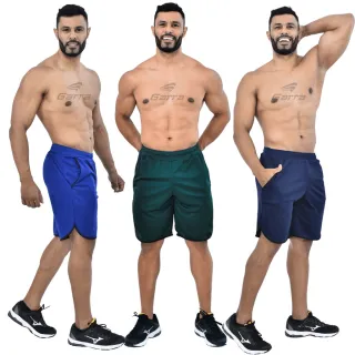 Garra Sport - Kit 3 Bermudas Masculinas Street Fitness - Cinza - Preta - Azul Marinho