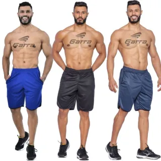 Garra Sport - Kit 3 Bermudas Masculinas Street Fitness - Cinza - Preta - Azul Marinho