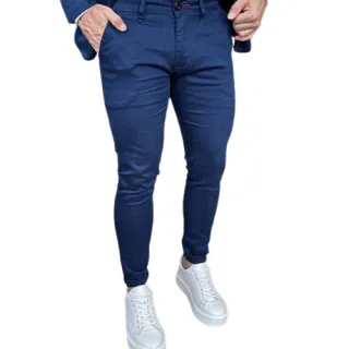 Promoção Calça Masculina Skinny Lycra Alfaiataria Sport Fino - Azul