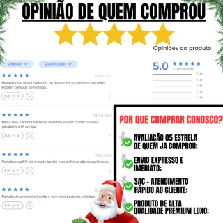 Kit Completa Natal Árvore Pinheiro Premium Luxo 180 cm - Verde Premium