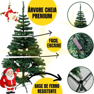 Kit Completa Natal Árvore Pinheiro Premium Luxo 180 cm - Verde Premium