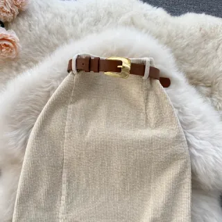 Saias Casuais Retrô Femininas: Estilo Coreano com Fenda - Branco