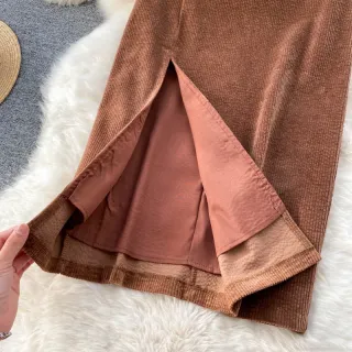 Saias Casuais Retrô Femininas: Estilo Coreano com Fenda - Branco