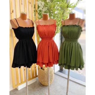 Vestido curta manga Macaquinho - Verde