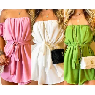 Vestido curta manga Macaquinho - Verde