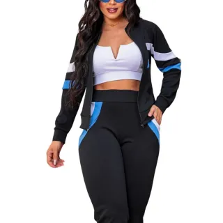 Top Faixa Dupla Conjunto Feminino Moletom Crepe Casaco Calça - Verde água