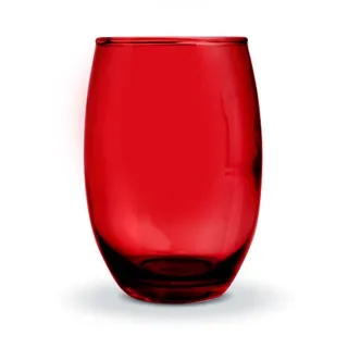 Jogo com 4 Copos de Vidro Redondos BELLAGIO 450ml Vermelho Luxo - Único