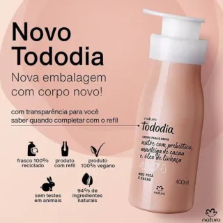 NATURA TODODIA CREME HIDRATANTE CORPORAL NOZ PECÃ E CACAU - Único