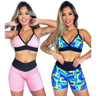Treino Academia Conjunto Fitness Top e Short - Kit com 2 - 153-CST+162-CST